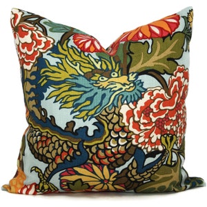 Double Sided Schumacher Chiang Mai Dragon Decorative Pillow Cover, Choose your Color, Accent Pillow, Designer Pillow, Throw Pillow image 1