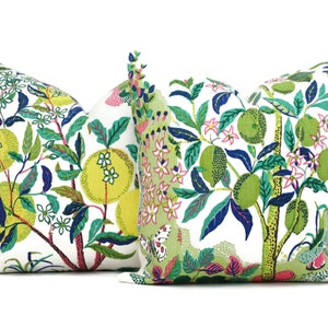 Citrus Garden Decorative Pillow Cover Lime 18", 20", 22", 24", 26" or Lumbar Pillow, Schumacher Josef Frank pillow cover, Lime Pink Colorway