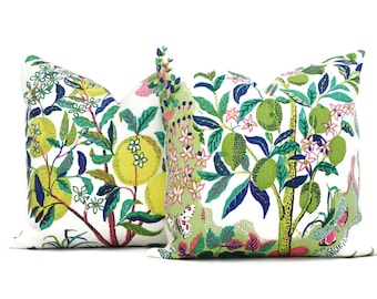 Schumacher Citrus Garden Pillow Cover: Josef Frank Lime Print