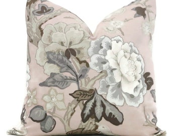Blush Bermuda Blossoms Pillow cover, Mary McDonald Schumacher Decorative Pillow Covers 18x18, 20x20 or 22x22, Eurosham or lumbar pillow