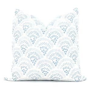 Sister Parish Mineral Blue Light Blue Chou Chou  Decorative Pillow Cover  18x18, 20x20, 22x22, Eurosham or lumbar Polka dot pillow