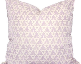 Lavender Linen Pillow Cover: Quadrille Volpi Pattern, Accent Throw Cushion