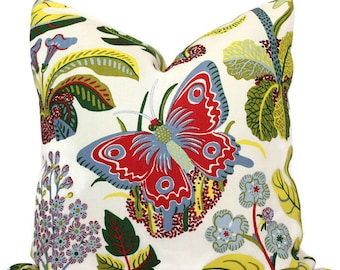 Exotic Butterfly in Multi Colors Decorative Pillow Cover 18x18, 20x20, 22x22, Eurosham or Lumbar Pillow, Floral Josef Frank pillow cover rmt