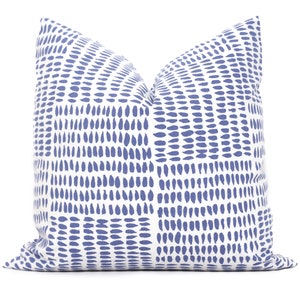 Federa per cuscino decorativo blu Albert Parish Sister 18x18, o lombare, cuscino blu bianco rmt