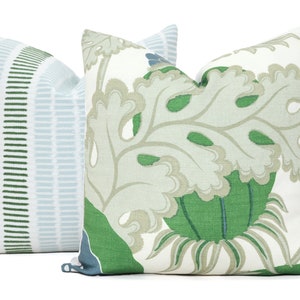 Thibaut Topsail Stripe Decorative Pillow Cover Made to order any size, Performance fabric indoor outdoor seafoam kelly green image 2