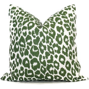 Schumacher Iconic Leopard in Green Decorative Pillow Cover, 20x20 22x22 Eurosham, Lumbar pillow Toss Pillow, Accent Pillow, Throw Pillow