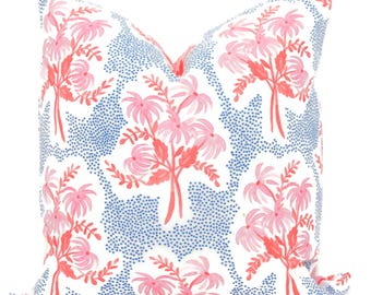 Roze en blauwe parelboeket decoratieve kussensloop, sierkussen, accentkussen, kussenhoes blauw roze bloemenkussen Danika Herrick