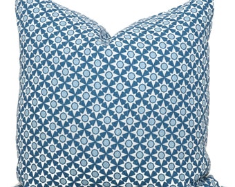 Schumacher Blue Serendipity Decorative Pillow Cover  18x18, 20x20, 22x22, Eurosham or lumbar