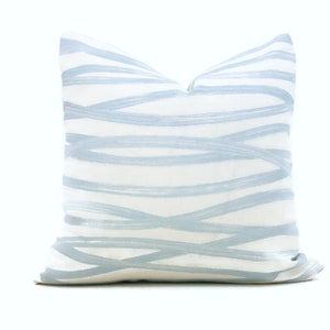 Schumacher Light Blue Brushstrokes Decorative Pillow Cover  18x18, 20x20, 22x22, Eurosham or lumbar, toss pillow, cushion cover