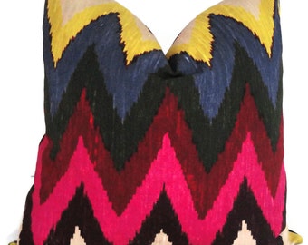 Martyn Bullard Pillow Schumacher Adras Ikat Chevron Decorative Pillow Cover 18x18, 20x20, or lumbar pillow Throw Pillow Accent Pillow rmt