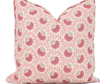 Sister Parish Pink Floral Pillow Cover: Vreeland Verbena Linen Cushion
