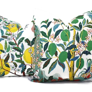 OUTDOOR Citrus Garden Decorative Pillow Cover 18&quot;, 20&quot;, 22&quot;, 24&quot;, 26&quot; or Lumbar Pillow Schumacher Josef Frank pillow Primary Lemon Lime Tree