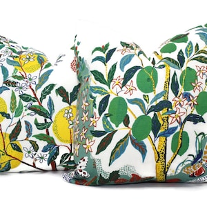 OUTDOOR Citrus Garden Decorative Pillow Cover 18", 20", 22", 24", 26" or Lumbar Pillow Schumacher Josef Frank pillow Primary Lemon Lime Tree