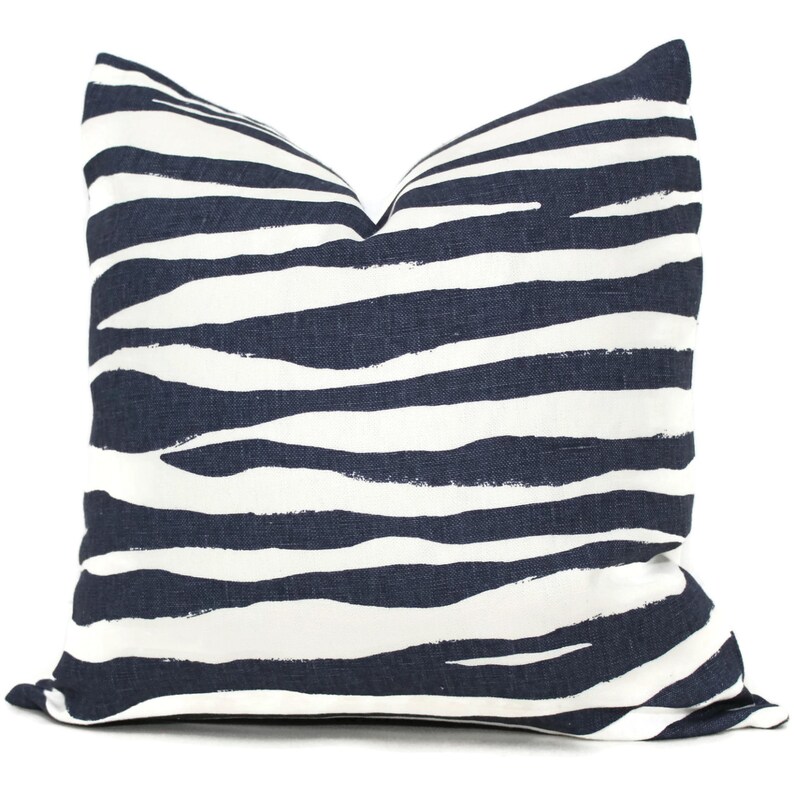 Indigo Blue Zebra Pillow Cover Choose Your Size Square Etsy