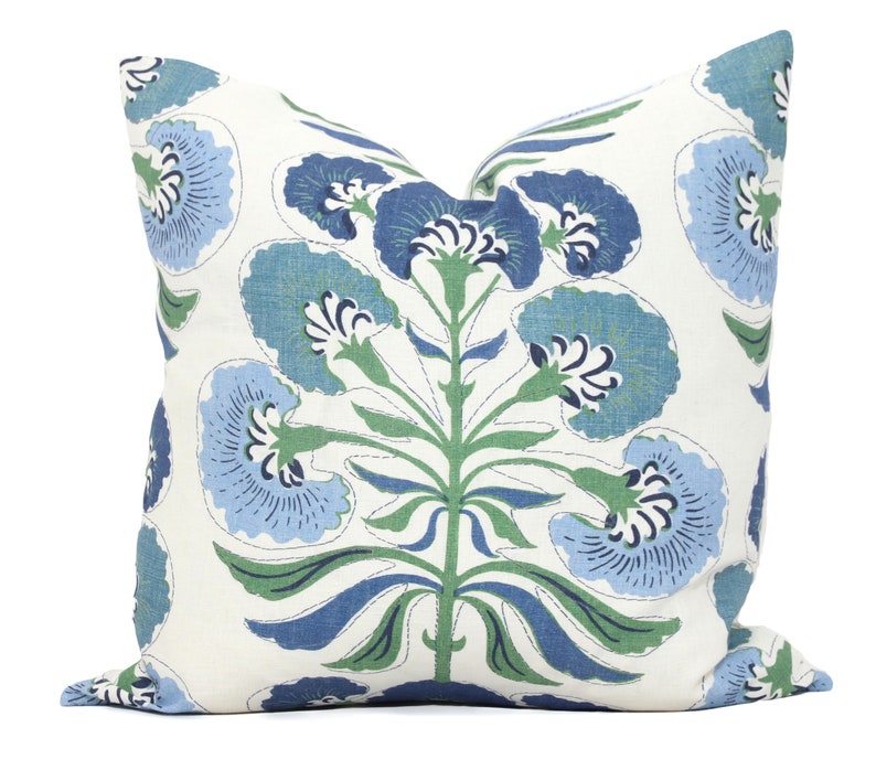 Blue and Green Tybee Tree Decorative Pillow Cover 18x18, 20x20, 22x22, Eurosham or lumbar Thibaut cushion cover, toss pillow accent pillow image 1