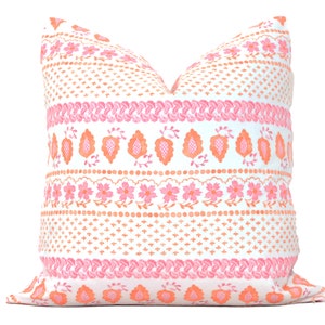 Melon and Pink Grace Decorative Pillow Cover, Throw Pillow, Accent Pillow, Pillow Sham floral stripe pillow Danika Herrick