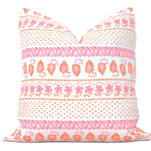 Melon and Pink Grace Decorative Pillow Cover, Throw Pillow, Accent Pillow, Pillow Sham floral stripe pillow Danika Herrick