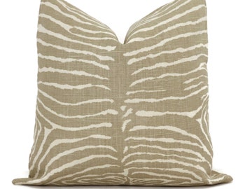 Beige Zebra Linen Pillow Cover: Brunschwig & Fils Accent Pillow