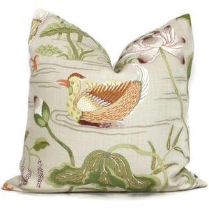 Parchment Lotus Garden Decorative Pillow Cover 18x18, 20x20, 22x22, 24x24, Eurosham or Lumbar Pillow, Lily pad pillow, throw pillow