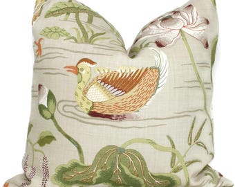 Lotus Garden Pillow Cover: Chinoiserie Decorative Throw Pillow rts rmt