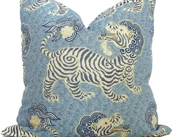 Blue Tibet Tiger Decorative Pillow Cover 18x18, 20x20, 22x22, Eurosham or  Lumbar pillow cover throw pillow accent cushion toss pillow