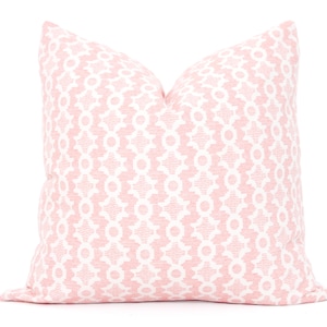 Sister Parish Clara B Pale Pink Decorative Pillow Cover  18x18, 20x20, 22x22, Eurosham or lumbar, Blush pink white cushion