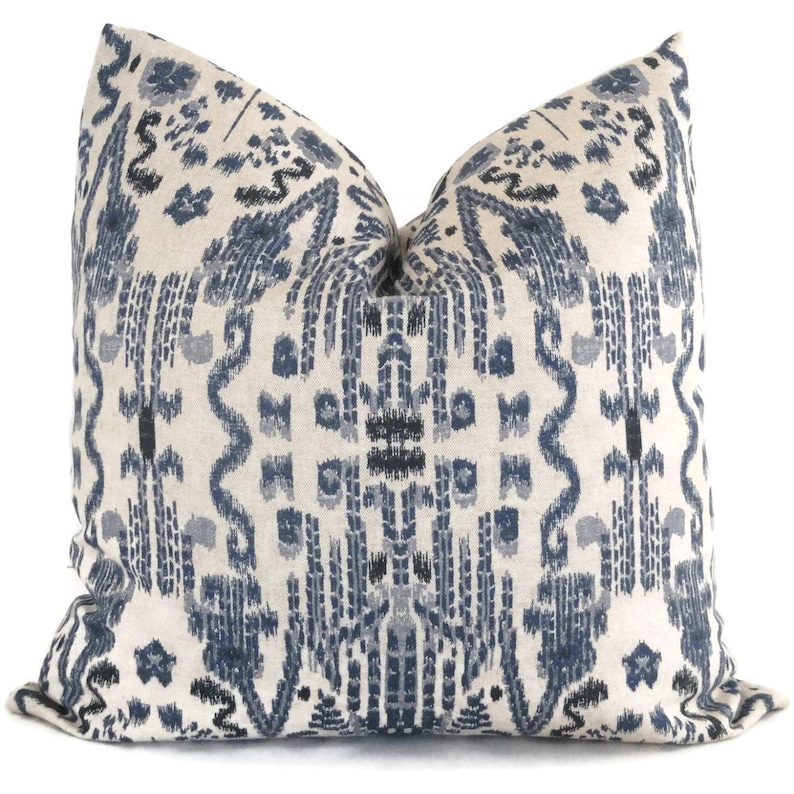 Indigo Blue Ikat Decorative Pillow Cover 18x18 20x20 22x22 Etsy