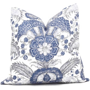 Schumacher Delft Blue Calicut  Decorative Pillow Cover, Made to order, blue and green throw, toss pillow cover eor