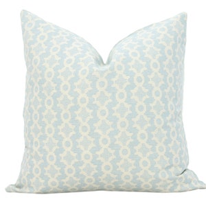 Sister Parish Clara B Light Blue Decorative Pillow Cover  18x18, 20x20, 22x22, Eurosham or lumbar Penobscot blue