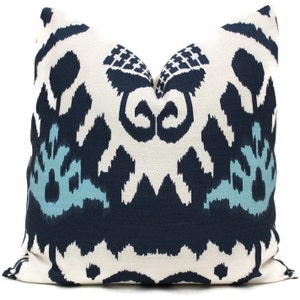Blue Kazak Quadrille Pillow Cover Square, Eurosham or Lumbar pillow Accent Pillow, Throw Pillow, Toss Pillow eor