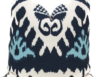 Blue Kazak Quadrille Pillow Cover: Geometric Accent Pillow 20x20