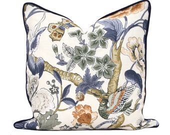 Hill Garden Pillow Decorative Pillow Cover Brick Navy 18x18, 20x20, 22x22, Eurosham, lumbar Thibaut cushion cover toss pillow accent pillow