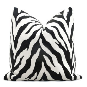 Velvet Zebra Pillow Cover: Black and White Animal Print Cushion