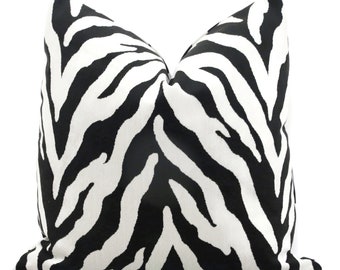 Velvet Black and White Tiger Decorative Pillow Cover 18x18, 20x20, 22x22, Eurosham  Lumbar pillow cover, throw pillow, accent cushion, zebra