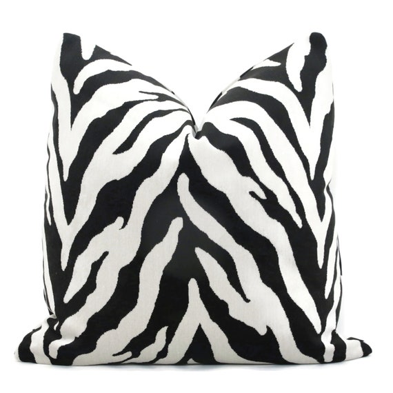 Velvet Black and White Tiger Decorative Pillow Cover 18x18 20x20