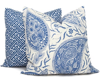 20x20 Paisley Decorative Pillow Cover by Bailey and Griffin Hayden Marine Blue Pillow, Throw Pillow, Accent Pillow, Toss Pillow