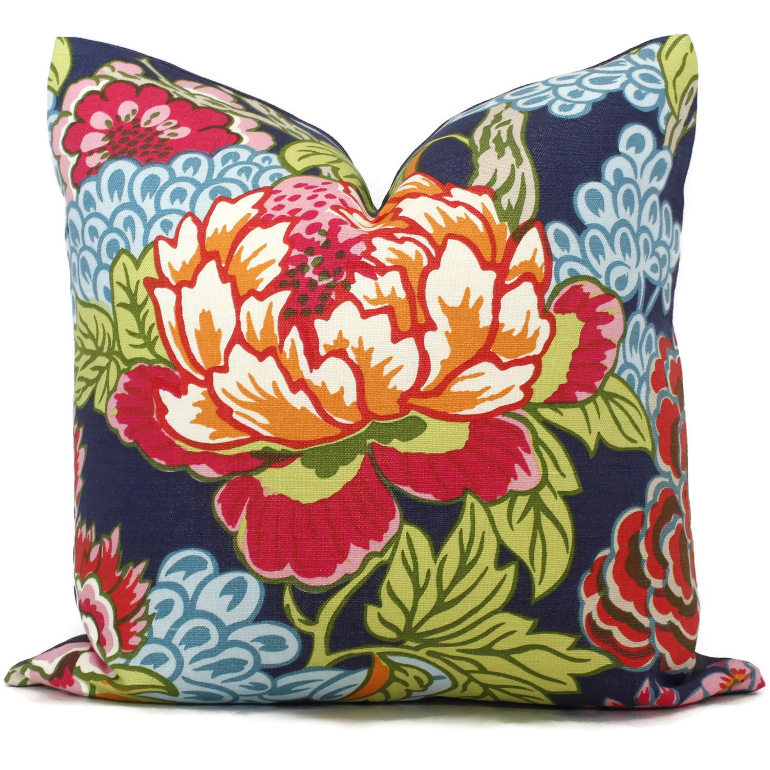 Thibaut Honshu Blue Pink Chinoiserie Floral Decorative Pillow Etsy