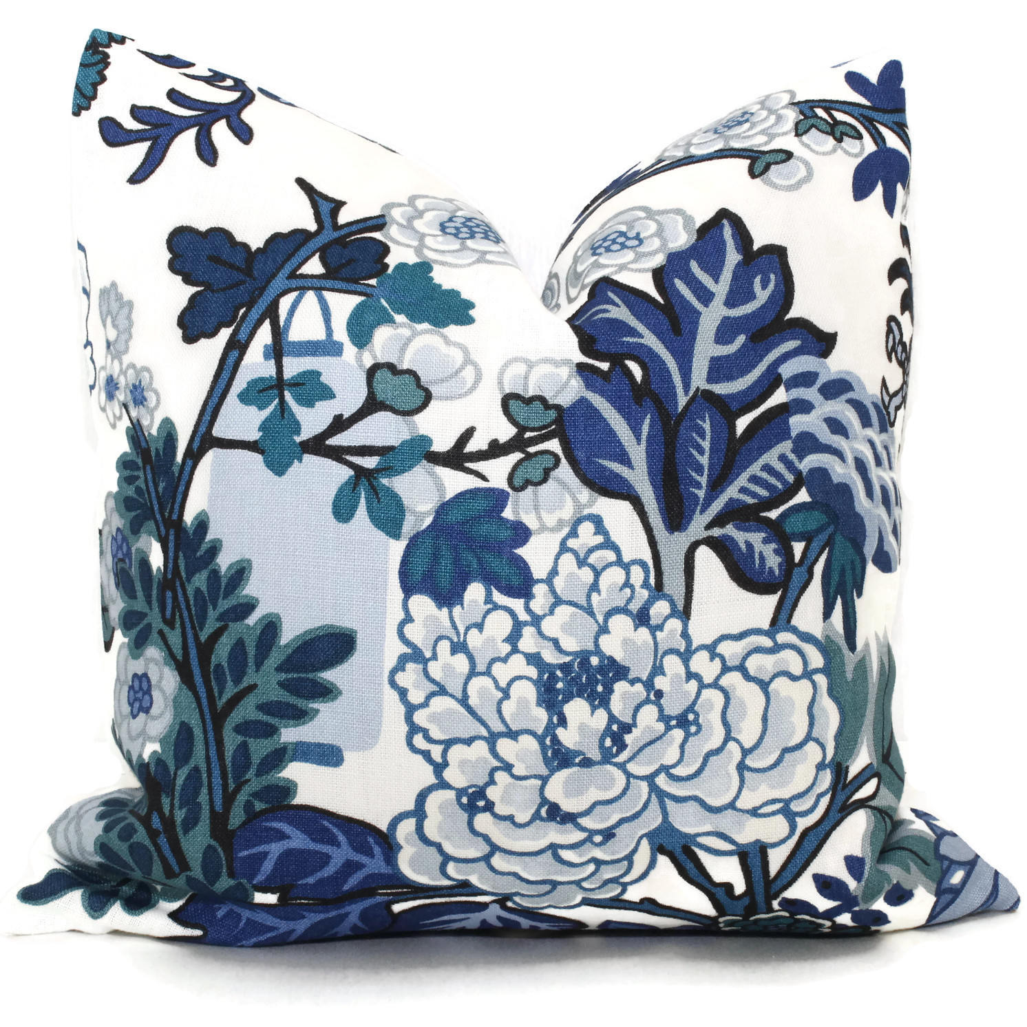 Chiang Mai Dragon Pillow Cover Schumacher China Blue Linen