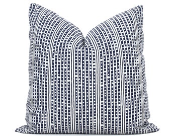 Sister Parish Bolero Pillow Cover: Navy Blue Stripe Toss Pillow
