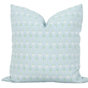 Soft blue and green Lance Motif Decorative Pillow Cover, Throw Pillow, Accent Pillow, Pillow Sham  floral stripe Danika Herrick