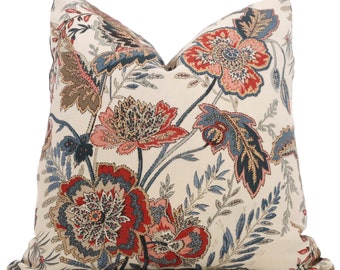 Schumacher Sandoway Vine Pillow Cover: Floral Linen Throw Pillow
