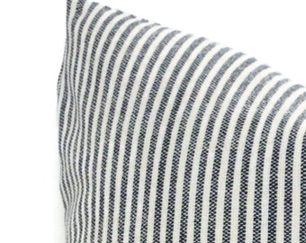 Blue and White Ticking Stripe Decorative Pillow Cover, Throw Pillow, Accent  Pillow Sham 18x18, 20x20, 22x22 24x24 26x26 lumbar pillow cover