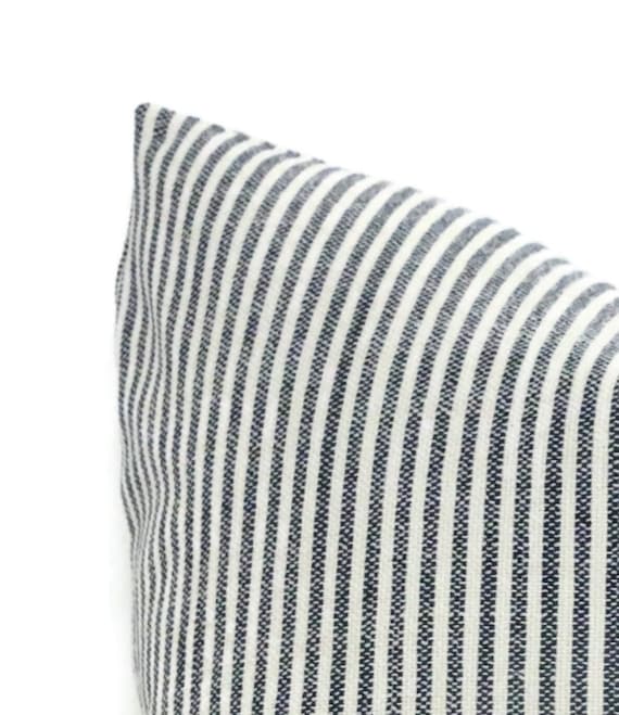 Black Ticking Stripe Throw Pillow Cover 18x18