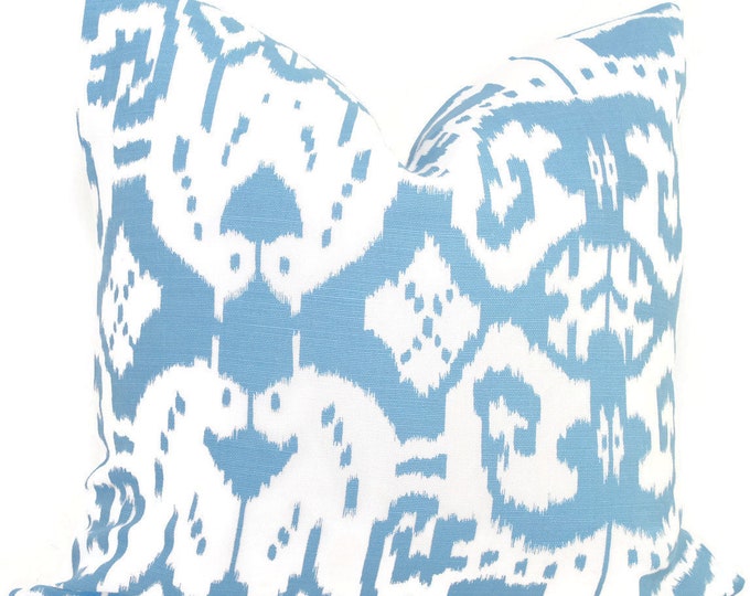 Quadrille Light Blue Island Ikat Pillow Cover 18x18, 20x20 , 22x22