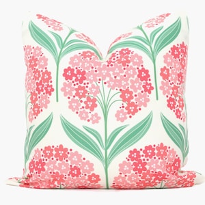 Pink Pom Pom Flower Decorative Pillow Cover, Throw Pillow, Accent Pillow, Pillow Sham pink green floral flower pillow viva magenta eor