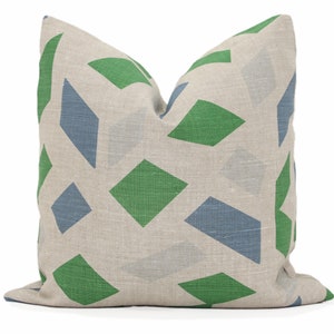 Christopher Farr Orchestra Blue Green Decorative Pillow Cover 18x18, 20x20, 22x22, 24x24, 26, lumbar mid century pillow cover abrstract rmt
