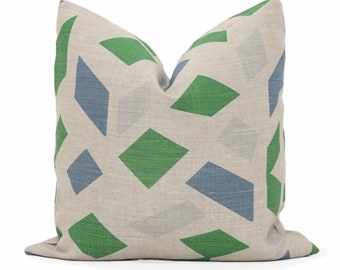 Christopher Farr Orchestra Blue Green Decorative Pillow Cover 18x18, 20x20, 22x22, 24x24, 26x26, lumbar mid century pillow cover abrstract