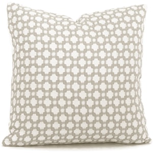 Schumacher Betwixt Pillow Cover: Stone and White Woven Accent Pillow