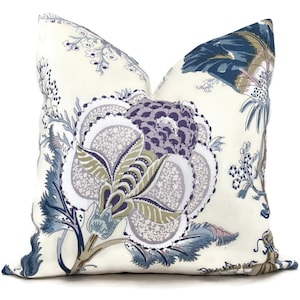 Schumacher Indian Arbre Hyacinth Pillow Cover Blue Lavender Floral Pillow Cover, Throw Pillow, Toss Pillow Accent Pillow rmt