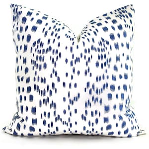 Brunschwig Fils Les Touches Blue and White Decorative Pillow Cover 18x18, 20x20, 22x22, Eurosham or lumbar image 1